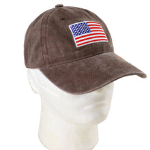 Load image into Gallery viewer, USA Flag Embroidered Baseball Cap - Brown