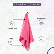 Load image into Gallery viewer, Falari 4-Pack Bath Towel 27x54 - Pink