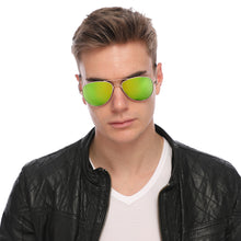 Load image into Gallery viewer, Aviator Sunglasses Classic - Non-Polarized - Gold Frame - Green/Lime Mirror