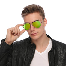 Load image into Gallery viewer, Aviator Sunglasses Classic - Non-Polarized - Gold Frame - Green/Lime Mirror
