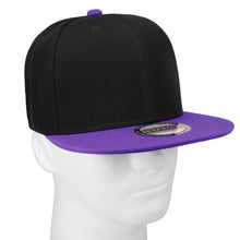 Load image into Gallery viewer, Hip Hop Style Snapback Hat Flat Bill Adjustable Size - Black/Purple