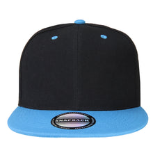 Load image into Gallery viewer, Hip Hop Style Snapback Hat Flat Bill Adjustable Size - Black/SkyBlue