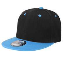 Load image into Gallery viewer, Hip Hop Style Snapback Hat Flat Bill Adjustable Size - Black/SkyBlue