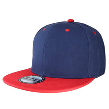 Load image into Gallery viewer, Hip Hop Style Snapback Hat Flat Bill Adjustable Size - Navy/Red