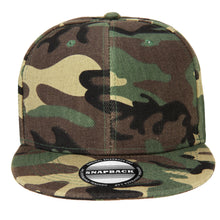 Load image into Gallery viewer, Hip Hop Style Snapback Hat Flat Bill Adjustable Size - Woodland Camouflage
