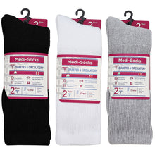 Load image into Gallery viewer, Falari Women Diabetic Socks Diabetes Edema and Circulatory Loose Fitting Cotton Crew Socks - 6 Pairs BK/GY/NY/WT