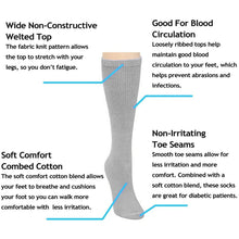 Load image into Gallery viewer, Falari Women Diabetic Socks Diabetes Edema and Circulatory Loose Fitting Cotton Crew Socks - 6 Pairs BK/GY/NY/WT